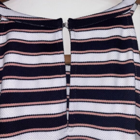 Ann Taylor Women’s Striped Sleeveless Dress Size 8 Jersey Knit High Neck Summer - Picture 7 of 8
